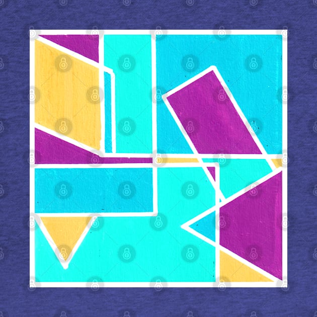 Inverted Purple Blue Yellow Geometric Abstract Acrylic Painting by abstractartalex